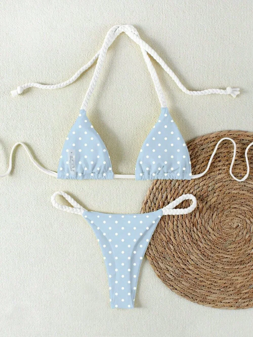 Multicolor Casual Polka Dot Woven Strap Women's 2-Piece Bikini Beach